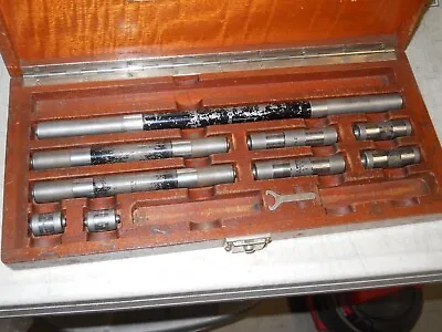 Vintage Pratt & Whitney End Measuring Rods  11 Pieces  Wood Case   Used   1936 • $79.99