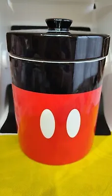 Disney Parks Mickey Mouse Red Polka Dot Ceramic Cookie Jar Canister Lid 8” Tall • $19.99