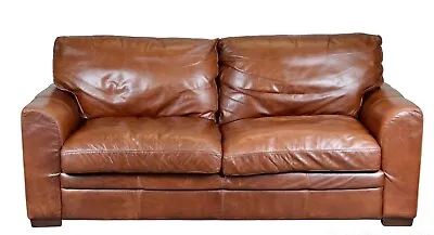  Luxury Viva Italian Designer Tan Leather 3 Seater Sofa / Armchair Available  • £1280