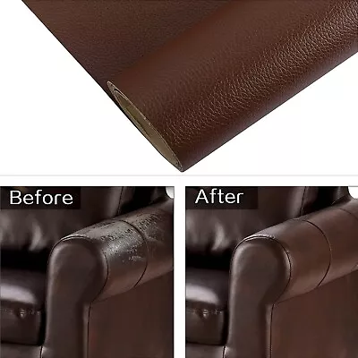 Brown Vinyl Fabric Upholstery Faux Leather Waterproof Replacement Leatherette US • $8.59