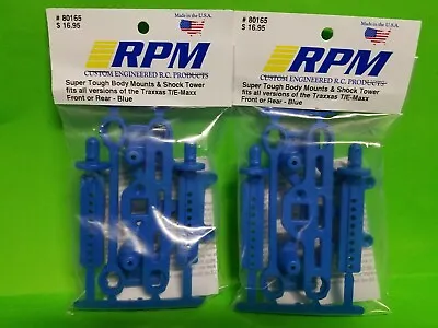 2 RPM 80165 Front Rear Blue Shock Towers Body Mounts Traxxas 2.5 3.3 Tmaxx Emaxx • $30.99