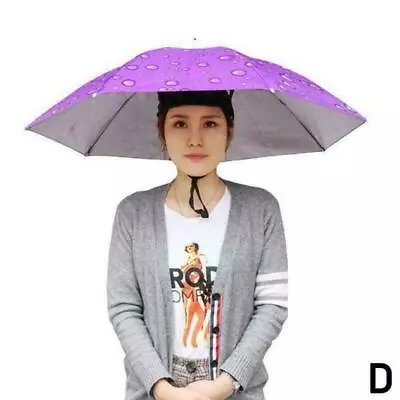 Portable Foldable Rain Sun Umbrella Head Hat Fishing Camping Headwear Cap V4P2 • £7.34