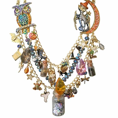 $238.58 • Buy Kirks Folly Bubble Bubble Toil & Trouble Halloween Potion Necklace Goldtone