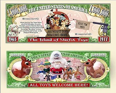 Island Misfit Toys Rudolph Reindeer Million Dollar Fun Money Novelty +FREE SLEEV • $1.69