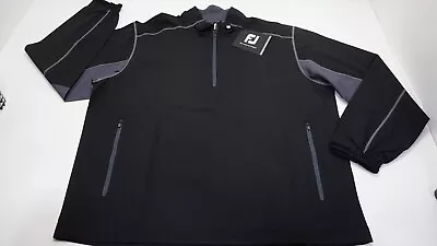 FootJoy Sport Windshirt Pullover Mens Size Large Black W/Charcoal 940A 01186363 • $55.21