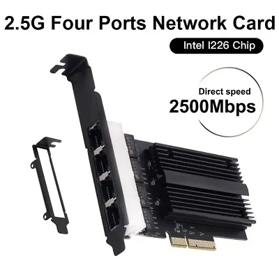 2.5G Gigabit Four Ports RJ45 Intel I226 Chip PCIE Ethernet Server Gaming Adapter • $65.59