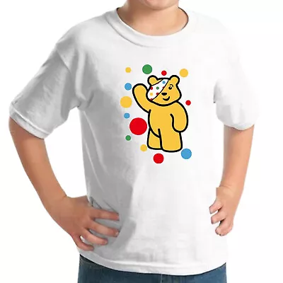 £15.09 • Buy Spotty Pudsey Bear Kids T Shirt Charity Children In Need Dotty Spot White TE TOP