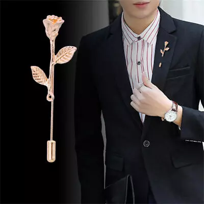 Men Rose Flower Fashion Brooch Suit Lapel Pin Wedding Party Brooches Accessories • £2.39