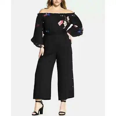 New City Chic Womans Sz 20W PlusSide-Button Cropped Pants Black NWT • $23.74
