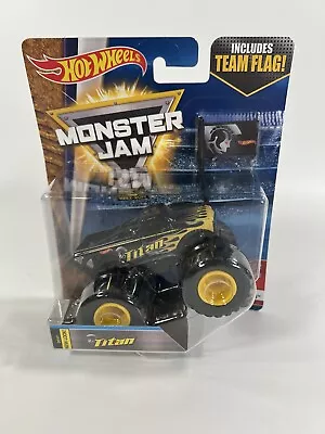 2017 TITAN MUD TRUCK HOT WHEELS 25th ANNIV Monster Jam Truck W/ Flag Rare Black • $19.99