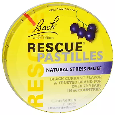 £7.05 • Buy Bach Flower Essences Rescue Remedy Pastilles, Black Currant, 50 Grams