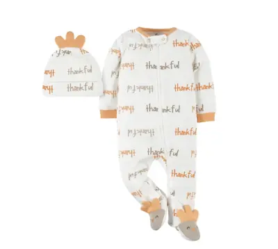 Baby's First Thanksgiving Sleep & Play W/ Hat THANKFUL Gerber NWT NB 0-3 3-6 6-9 • $15.99