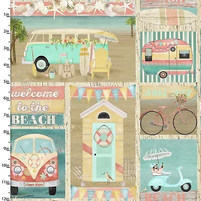 3 Wishes Fabric - Nautical Beach Travel Retro Camper Van Patch YARD • $11.98