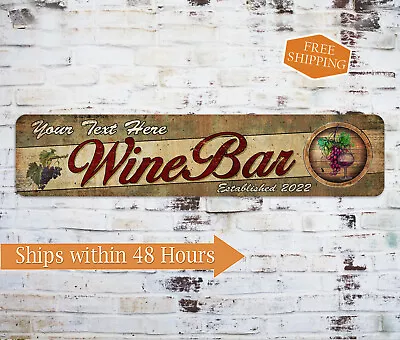 Custom Wine Bar Decor Sign Alcohol Vin Grape Personalized Gift 4x18 104182002039 • $19.95