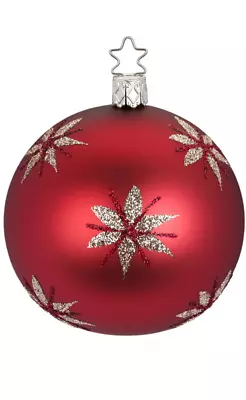 Inge Glas MAGIC STARS Rose Matte 8cm Ball Glass Ornament W/ Box Germany (458) • $13.69