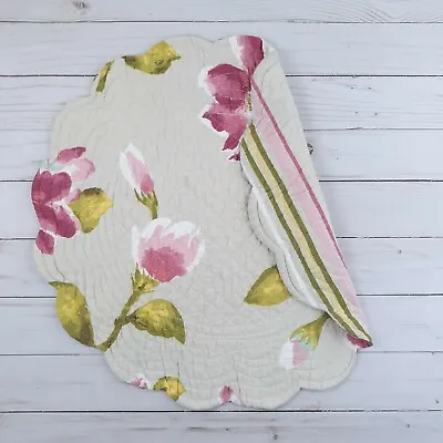 Quilted Placemat Centerpiece Floral 16 Inch Reversible • $9.99