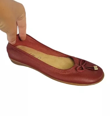 Michelle D Betsie Leather Red Flats Size-5.5 • $23