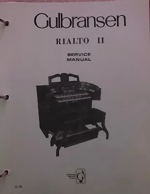 $55 • Buy Gulbransen Organ Model Rialto II 828 Service Manual 