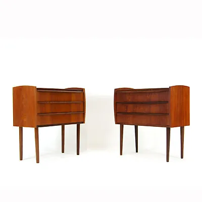 £995 • Buy Pair Retro Vintage Danish Teak Bedside Tables Cabinets Chest Of Drawers 1960s