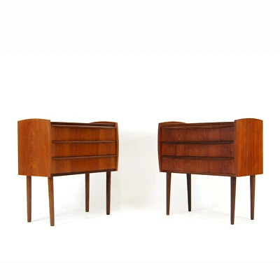 £995 • Buy Pair Retro Vintage Danish Teak Bedside Tables Cabinets Chest Of Drawers 1960s