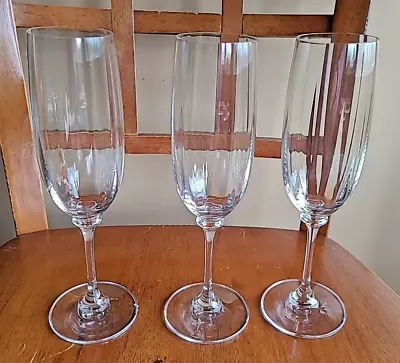 (3) Mikasa  STEPHANIE  Crystal Optic Ribbed Champagne Flutes New • $29.96