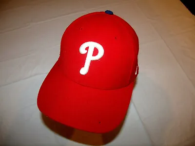 Philadelphia Phillies All Red/Blue Button Nike Team Hat 100% Wool Moth Holes Adj • $6.01