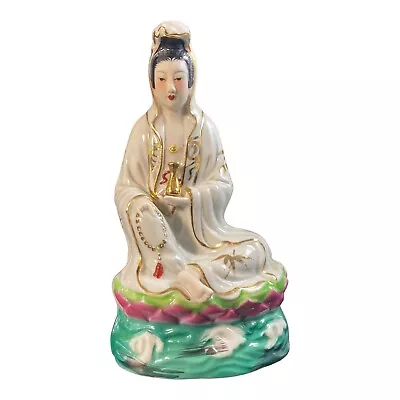 Vintage Rose Famille Style Marked Large Quan Yin Porcelain Statue • $14.76