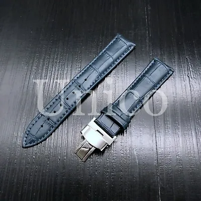 22mm Leather Band Strap For Montblanc Timewalker Chrono Utc Watch Clasp Blue • $26.48