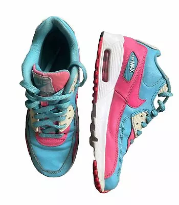 Nike Air Max 90 Size 6Y Hot Pink Blue • $35