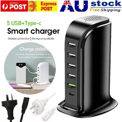 20W 40W 6 Port Charging Station Desktop Charger Rapid Tower USB Hub Powered Dock • $18.95