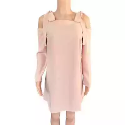 Amanda Uprichard Pink Cold Shoulder Dress Bow Tie Long Sleeve Mini Size Petite • $50