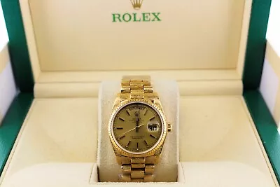 1983 Rolex Day-Date 18038 Champagne Stick President Bark No Papers 36mm • $11950