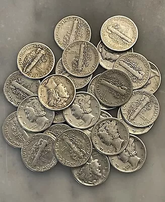 [Lot Of 25] Mercury Dimes 1/2 Roll 90% Silver CHOOSE HOW MANY LOTS OF 25 COINS! • $59.95