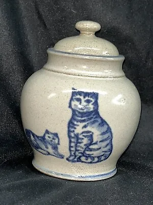 $25 • Buy Takahashi San Francisco Vintage Speckled Stoneware Cat Kitten Honey Jam Jar Lid