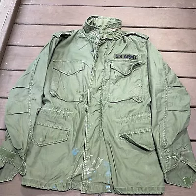 Vintage US Army M-65 OG-107 Coat Cold Weather With Liner Jacket Green Size MD • $25