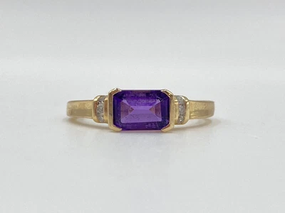 £127.87 • Buy Lady's Amethyst & Diamond Ring Approx. .030 Carat T.W. 10K Yellow Go (EL1082434)