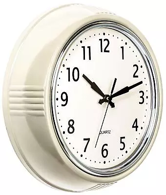 Bernhard Products Retro Wall Clock 9.5 Inch Cream Kitchen 50's Vintage Design... • $28.99