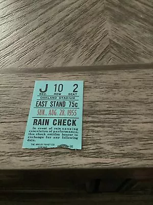 Original Aug. 28 1955 Ticket Stub- Oakland Stadium- Ex • $9.99