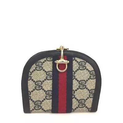 OLD GUCCI GG Logo Canvas Leather Bifold Wallet/2Y0088 • $33