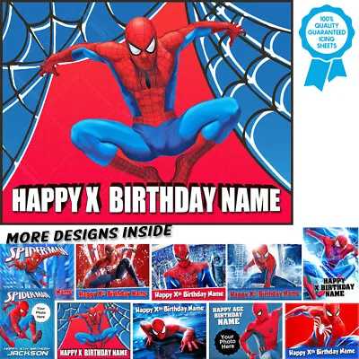 Spiderman Cake Topper Decoration Rectangle Personalised Edible Sizes Inc Costco • £5.47