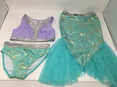 Girls' The Little Mermaid Ariel 3pc Swim Set - Teal Blue/Purple 7/8 - Disney • $14.99