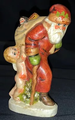 Vintage 1989 Vaillancourt ‘folk Art’ Chalkware #365 - Father Christmas & Cherub • $225