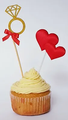 10 X Wedding Engagement Party Cupcake Cake Toppers Birthday Party Cake Toppers • $9.95