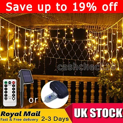 Solar/Battry Powered Window LED Curtain Fairy String Light Decor Garden Garland • £5.79