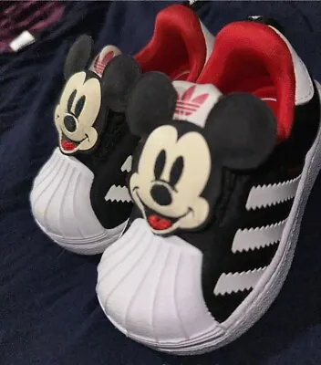 Adidas Disney Superstar 360 I Mickey Mouse Toddlers Shoes Black-White-Red Q46305 • $25