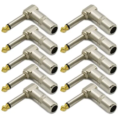 10 Pack Lot 1/4 Ts Right Angle Mono Phone Plug Cord Connector 6.3mm Cable Jack • $20.50