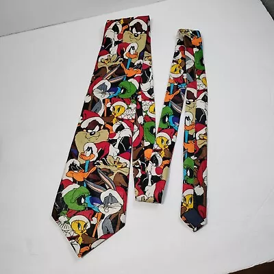 Looney Tunes Christmas Tie Bugs Bunny Marvin Martian Tweety Vintage • $10.79