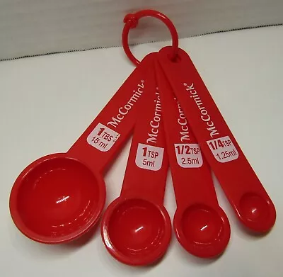 Set Of 4 Red Plastic *McCormick* Measuring Spoons  • $3.95