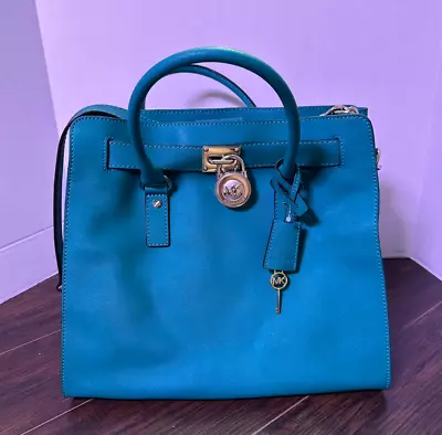 Nwt Michael Kors Aqua Hamilton Satchel Tote (teal) W/ Lock And Key • $190