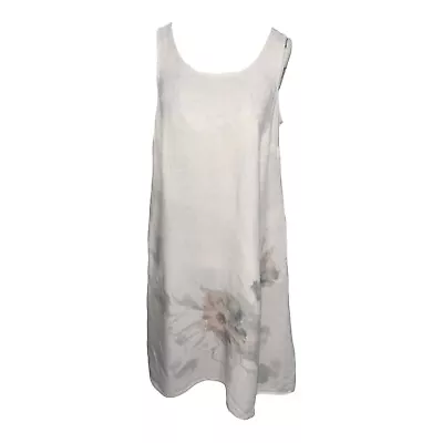 NWT J Jill Pure Jill Linen Garment Dyed Floral Shift Dress Sleeveless Beige XS • $26.99